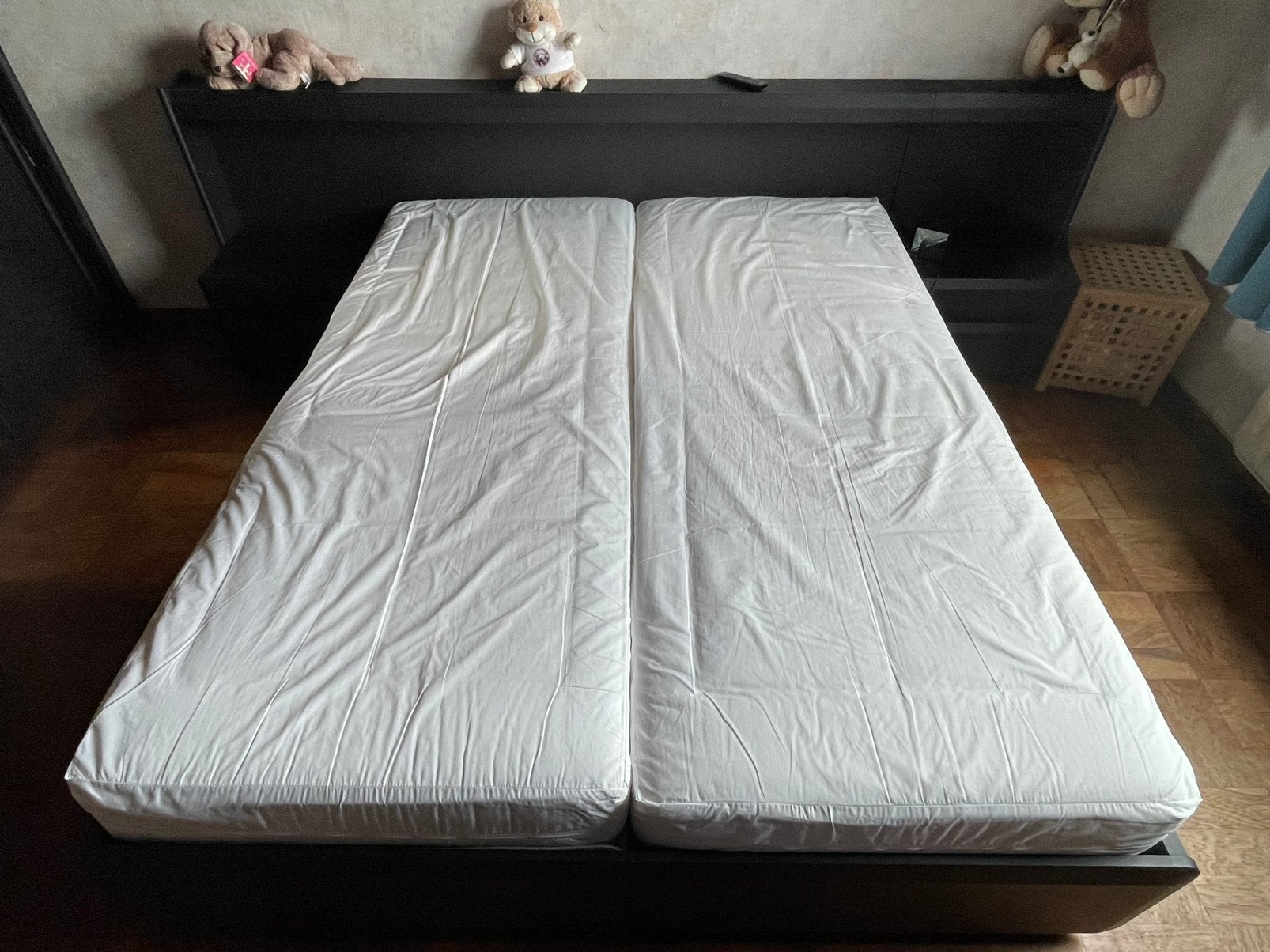2-persoons bed met ombouw (zwart), Ophalen, Overige materialen, Zwart, Tweepersoons
