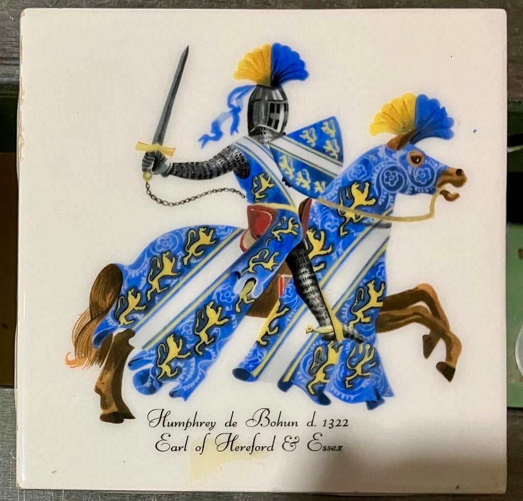 Tegeltje historische Ridder te paard - Earl Hereford & Essex, Ophalen of Verzenden