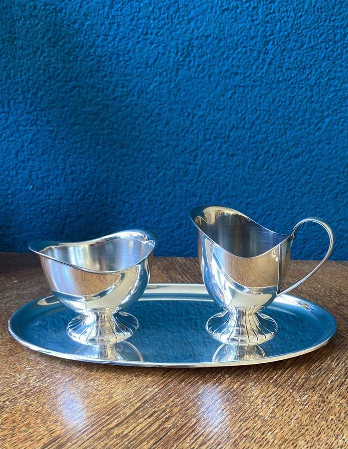 Douwe Egberts verzilverde roomstel, Ophalen of Verzenden, Zilver