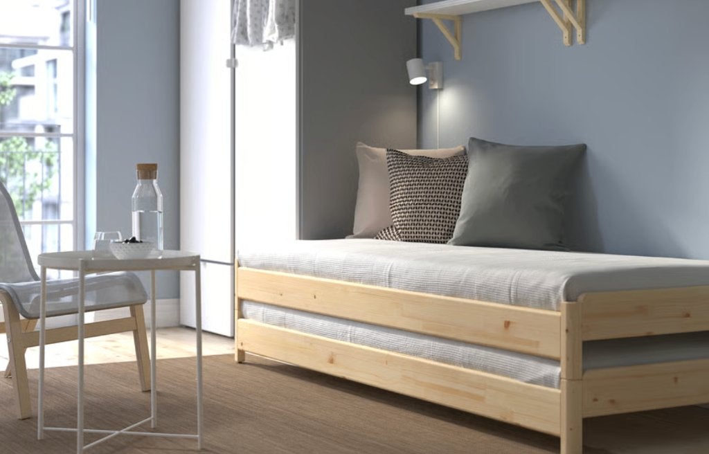 UTÅKER Stapelbaar bedden, grenen, 2 x 80x200 cm, Ophalen, Verstelbaar, Overige kleuren, Tweepersoons