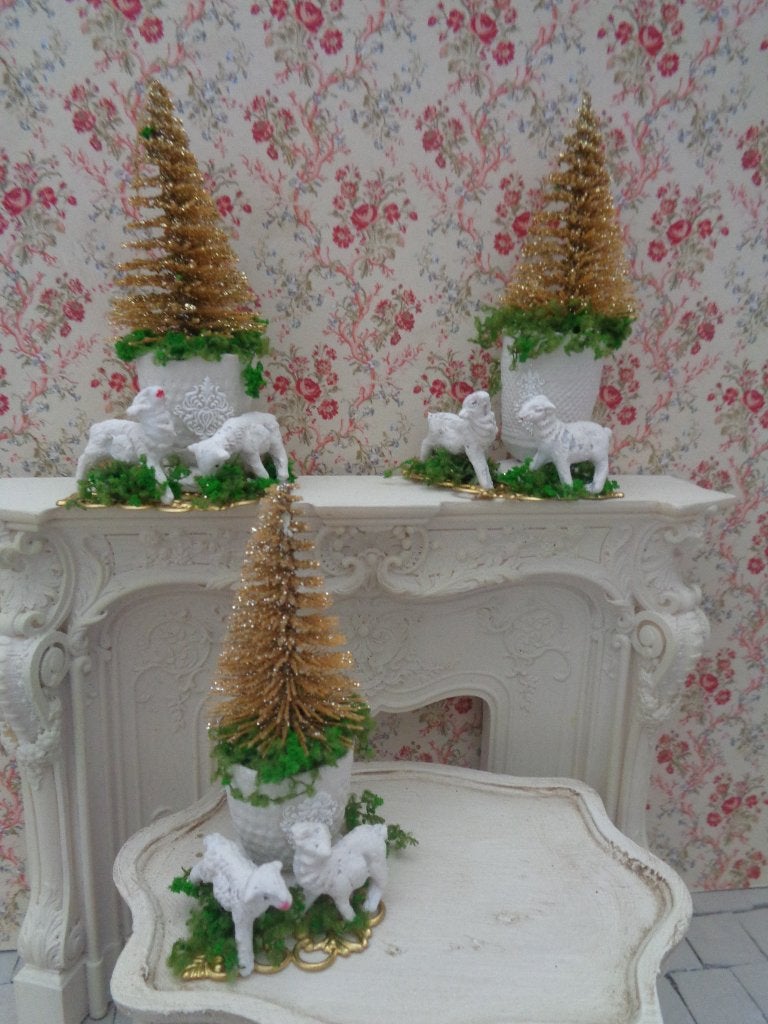 Kerststuk met schaapjes ....Poppenhuis 1:12.. (nr W67), Ophalen of Verzenden, Nieuw, Poppenhuis