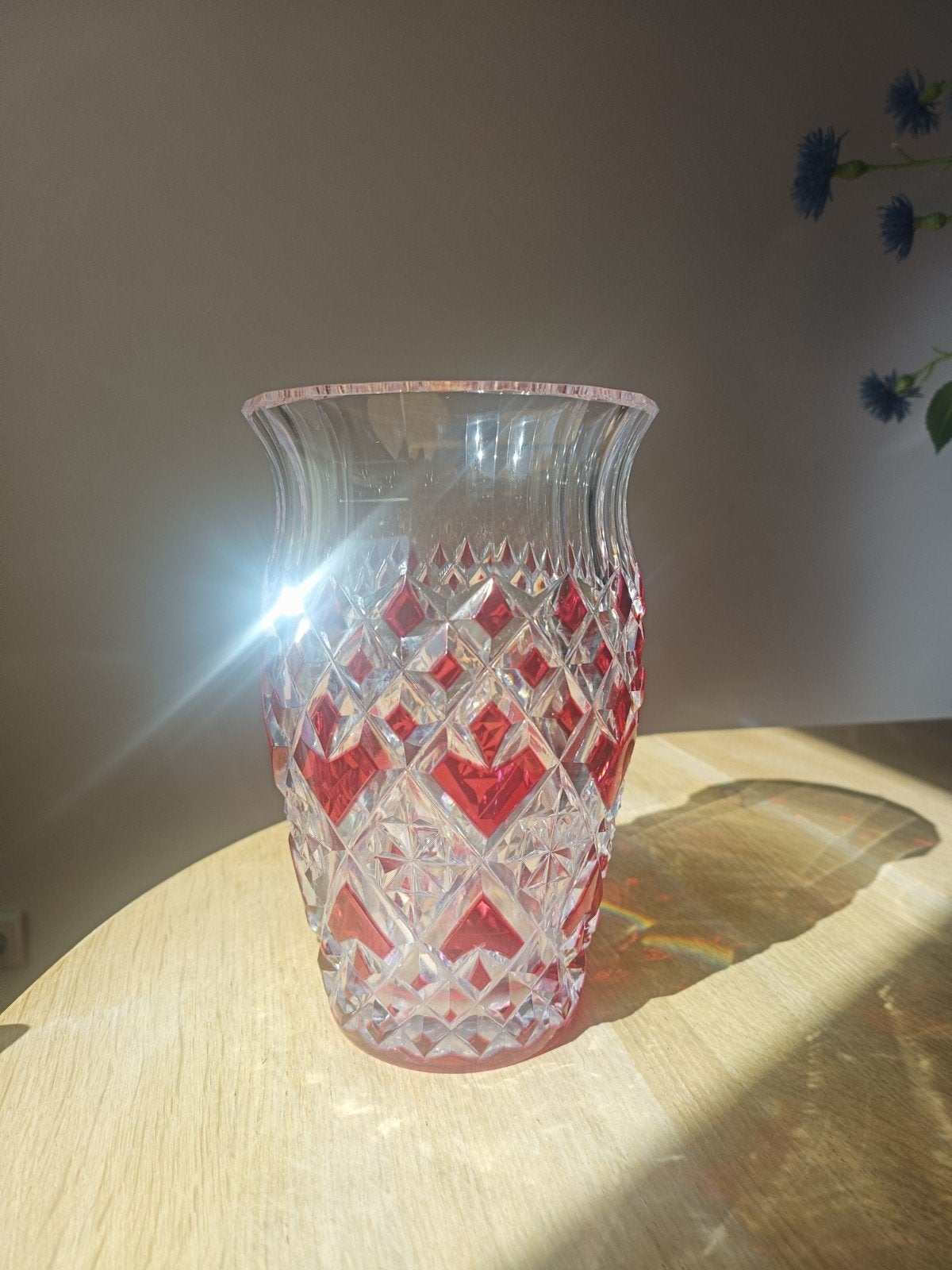 gesigneerd Val Saint Lambert vaas rood overlay kristal, Antiek en Kunst, Ophalen of Verzenden