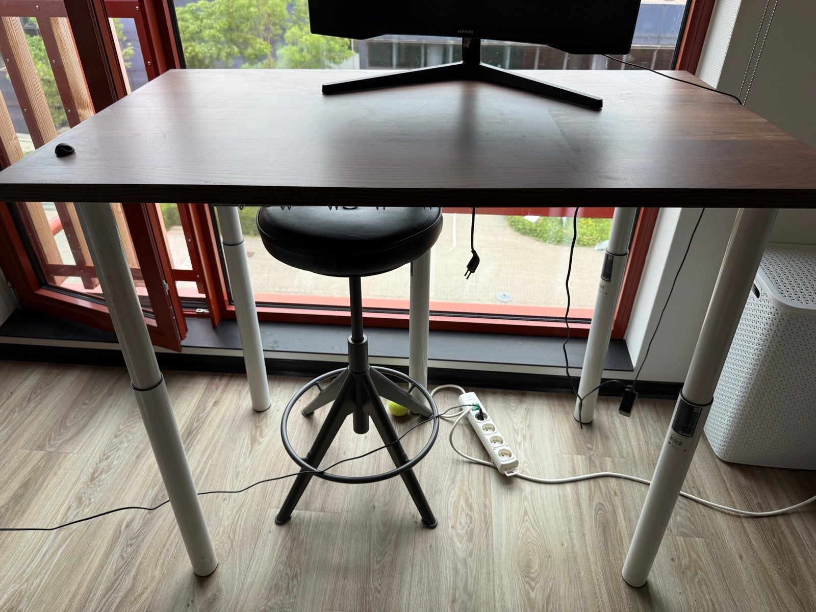 Ikea Zit-sta bureau met Duraline poten. Standing Desk, Gebruikt, Ophalen of Verzenden, 75 cm of meer, 60 cm of meer