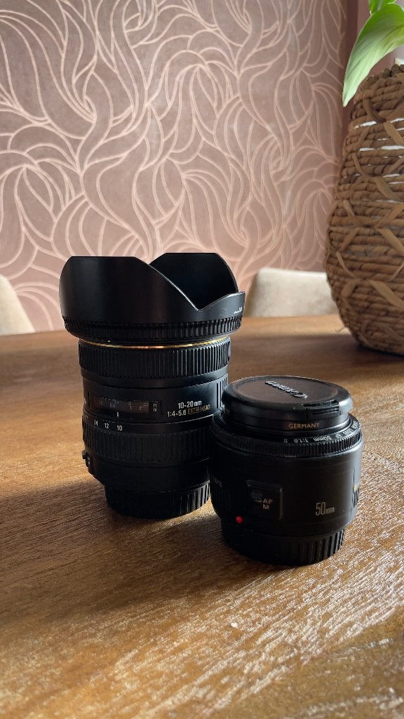 Sigma 10-20mm en Canon 50mm lenzen, Audio, Tv en Foto, Sigma, Zo goed als nieuw, Autofocus, 10 mm