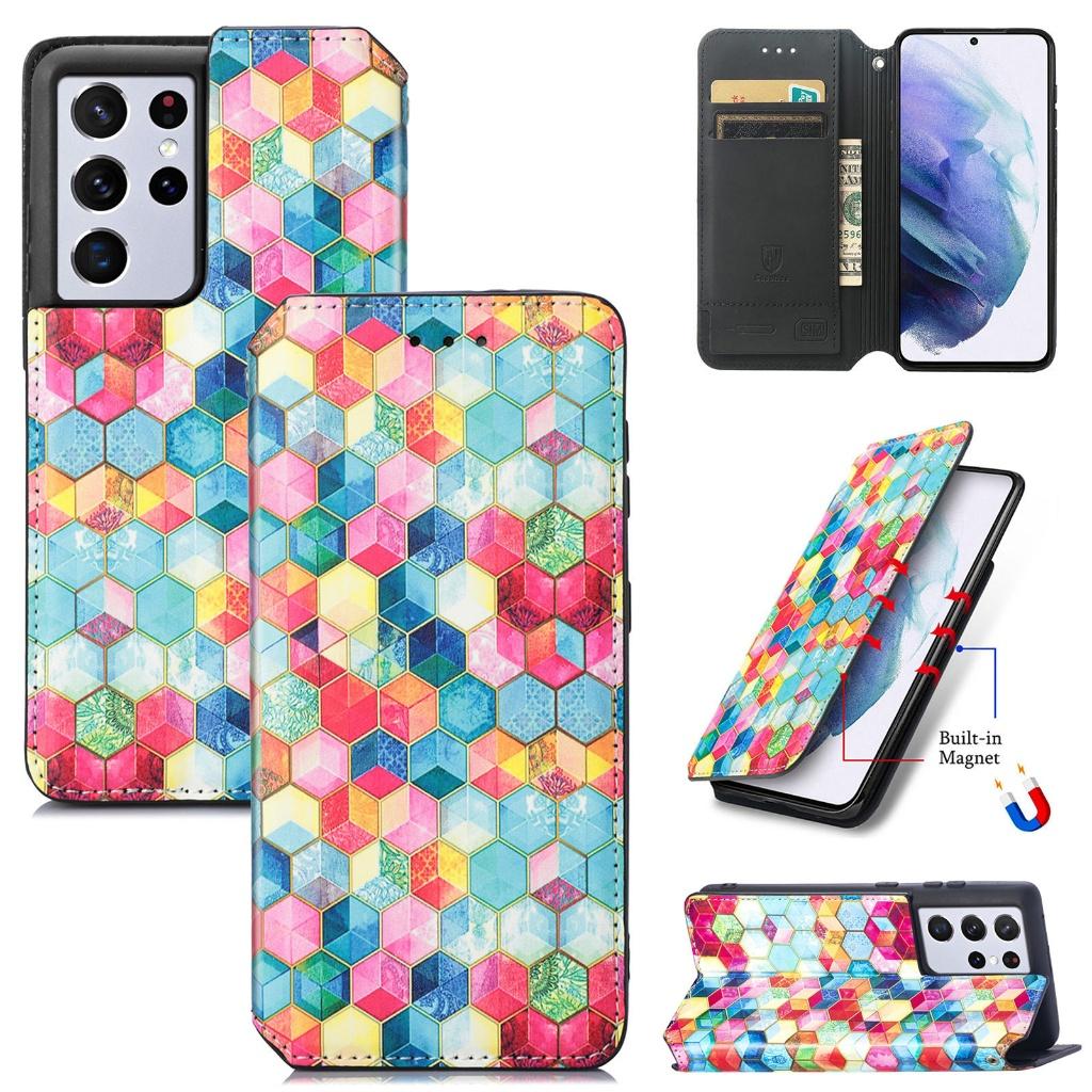 Luxe PU Lederen Wallet Case voor Galaxy S21 Ultra _ Ruimte, Verzenden, Nieuw, Hoesje of Tasje