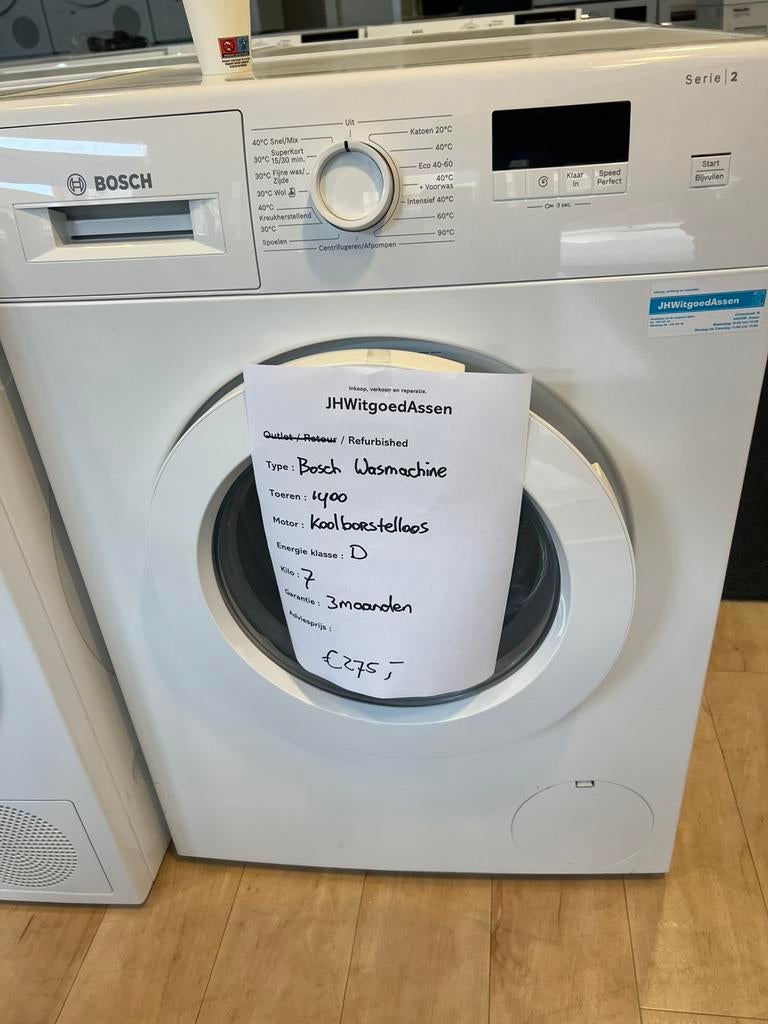 Jonge bosch serie 2 wasmachine. Bezorgd en garantie., Witgoed en Apparatuur, Wasmachines, Refurbished, Voorlader, 6 tot 8 kg, Minder dan 85 cm