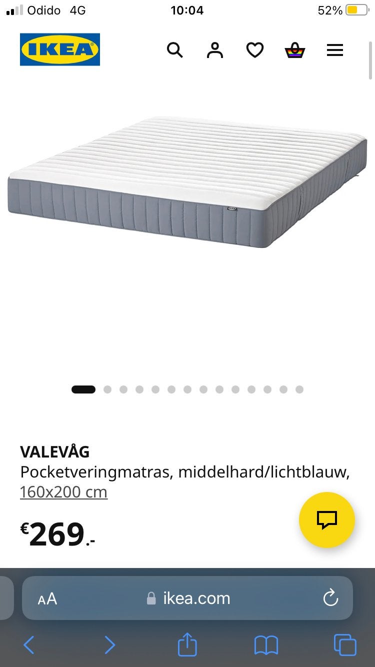 Valevag matras Ikea 160x200 - slechts kort gebruikt, Huis en Inrichting, Slaapkamer | Matrassen en Bedbodems, Ophalen, Tweepersoons