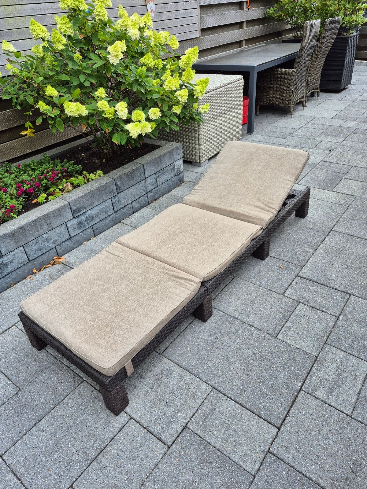 Allibert Wicker Ligbed met Kussen - Verstelbaar, Ophalen, Gebruikt, Wicker, Verstelbaar