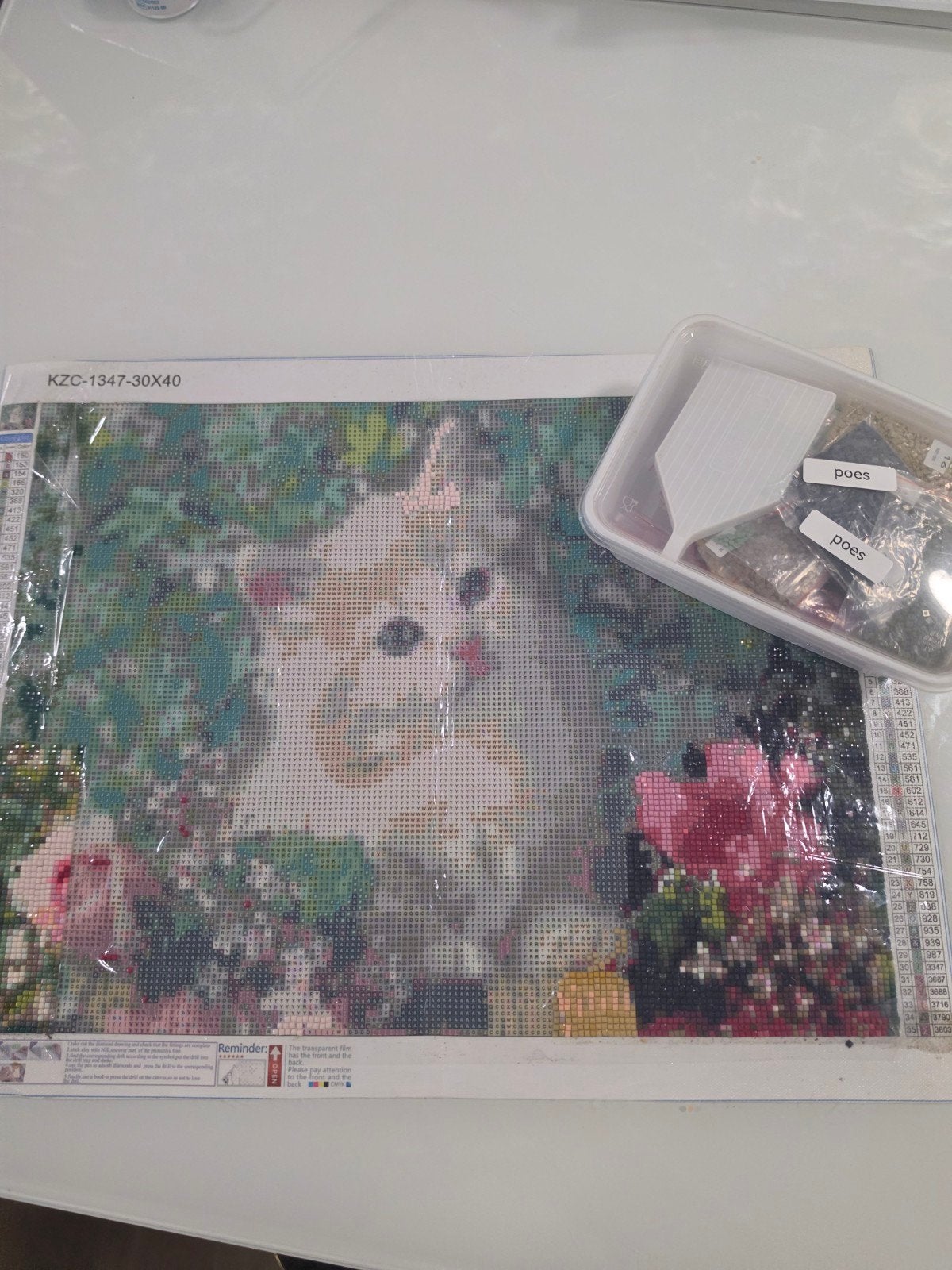 Diamond painting kat 30x40 cm - Compleet, Ophalen of Verzenden, Zo goed als nieuw, Dieren, Diamond painting