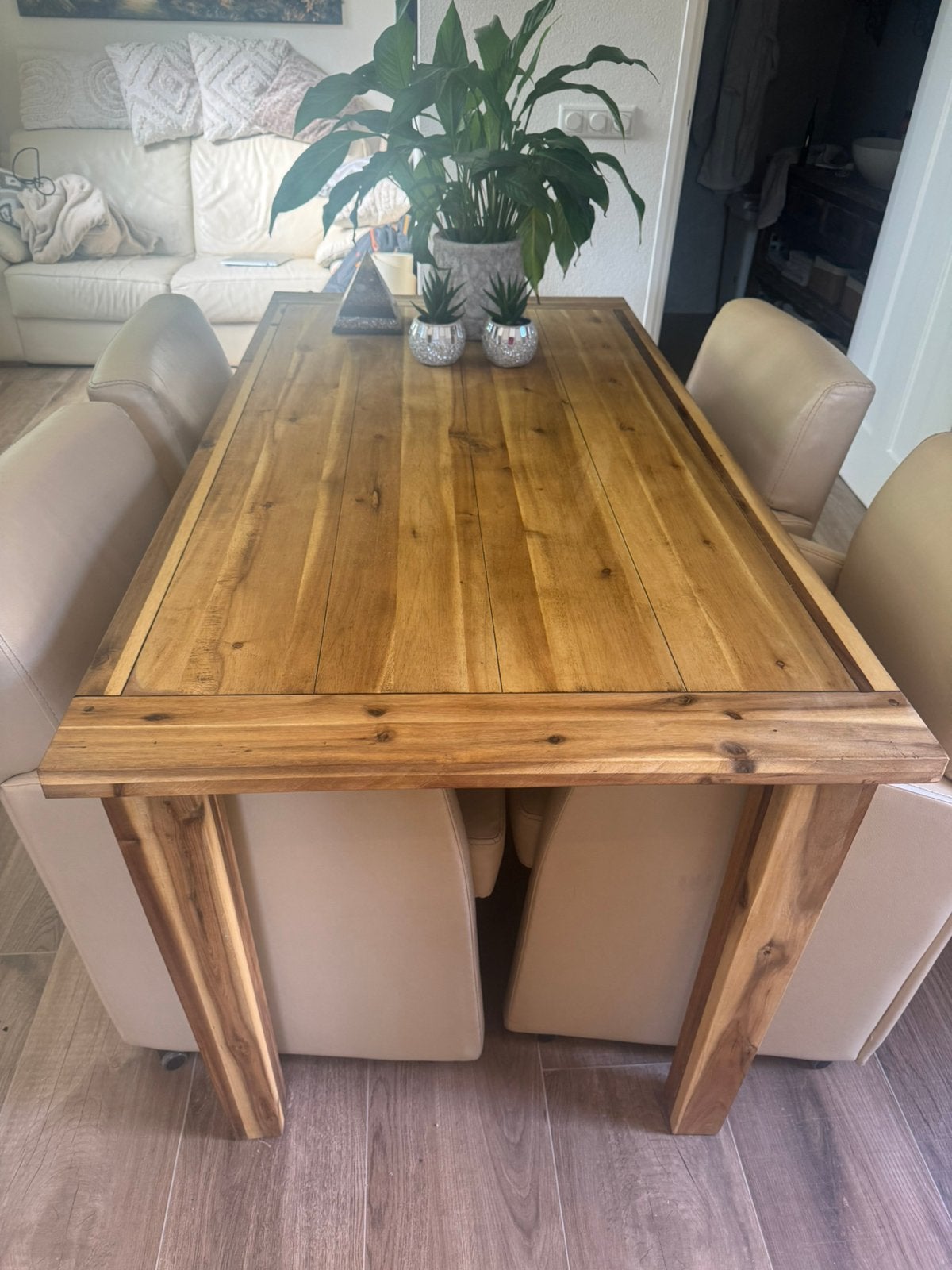 Teak houten tafel, Huis en Inrichting, Tafels | Eettafels, 200 cm of meer, Zo goed als nieuw, Rechthoekig, 50 tot 100 cm
