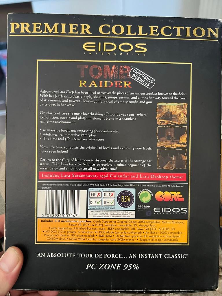 Tomb Raider Premier Collection PC CD-ROM big box, Avontuur en Actie, Gebruikt, 1 speler, Ophalen of Verzenden