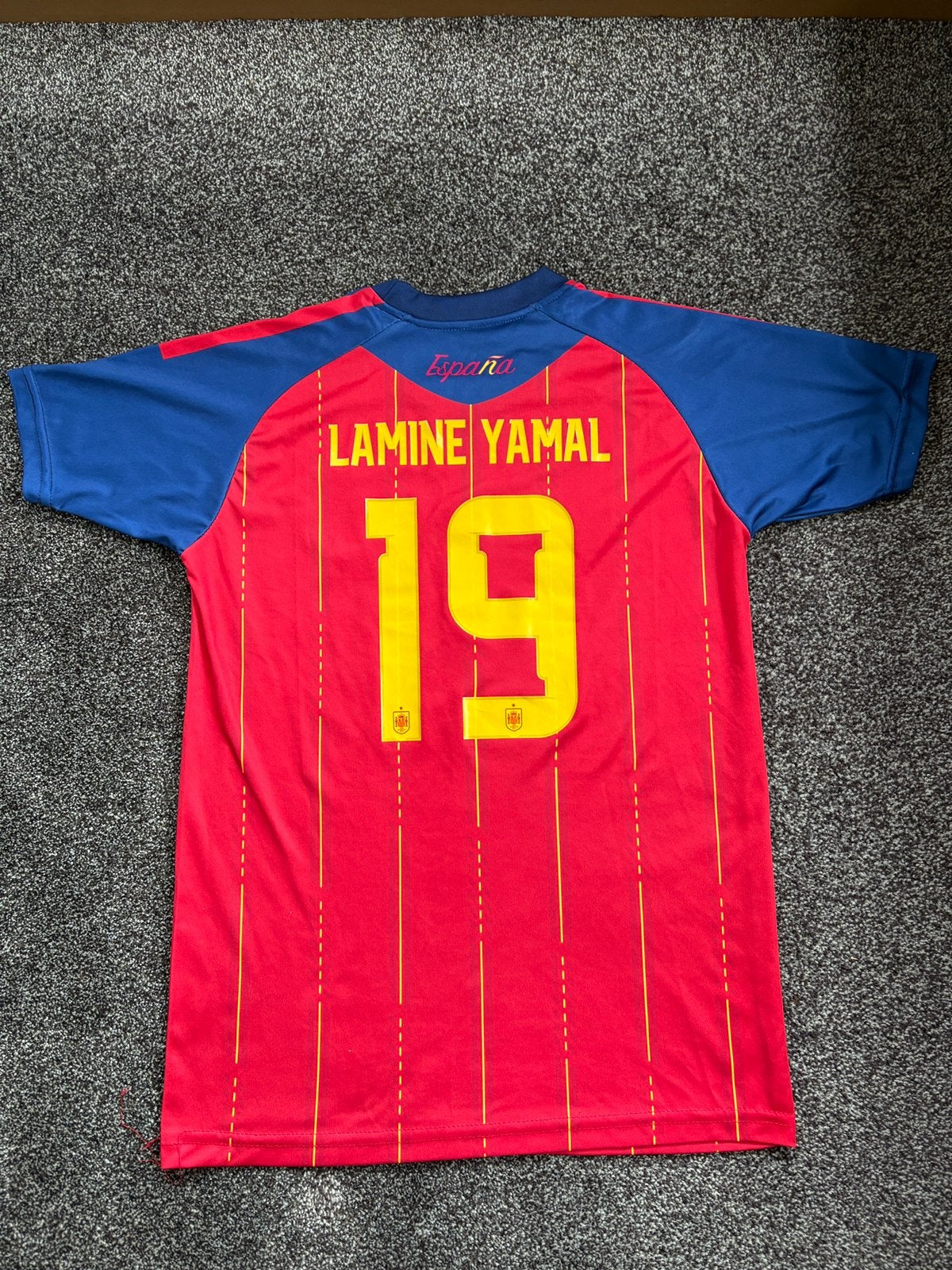Spanje Thuisshirt Lamine Yamal #19 - Maat 164, Kinderen en Baby's, Kinderkleding | Maat 164, Ophalen of Verzenden, Zo goed als nieuw
