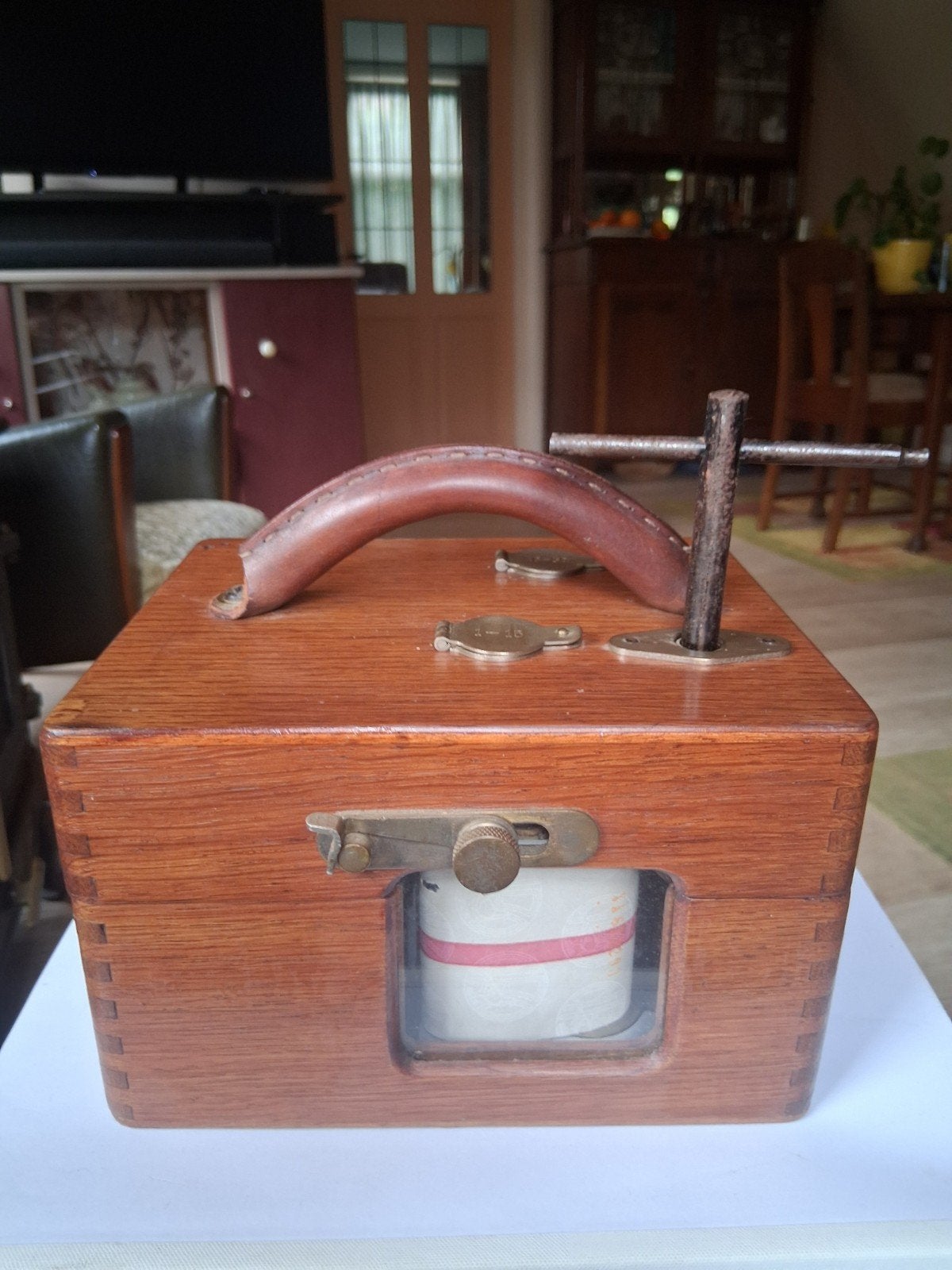 Vintage Duivenklok met Sleutel - Antieke Tijdsregistratie, Antiek en Kunst, Ophalen of Verzenden