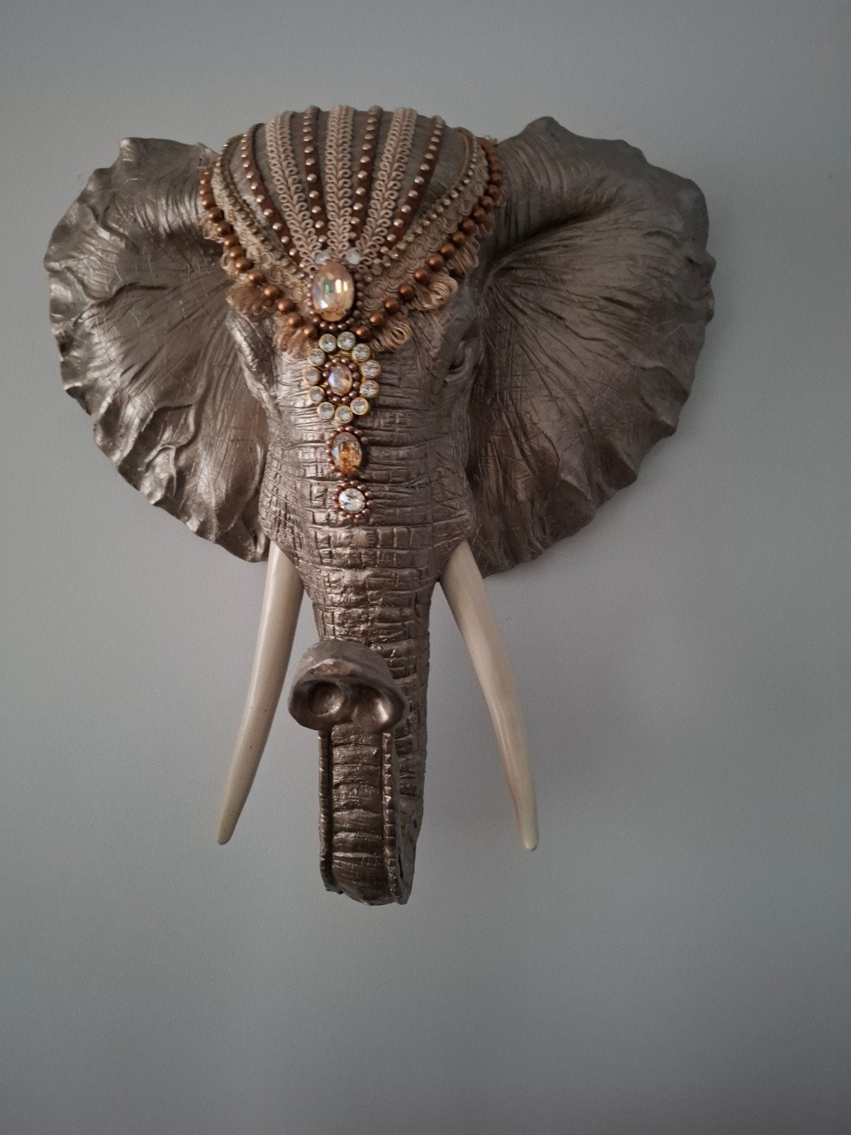 Decoratieve Olifantenkop Wanddecoratie met Sieraden, Huis en Inrichting, Woonaccessoires | Overige, Ophalen of Verzenden, Gebruikt