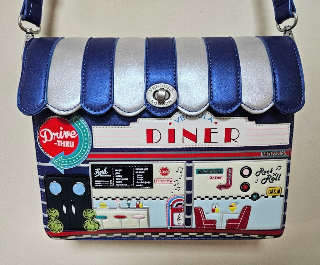 Vendula Diner blauw Drive Thru tas box bag, Ophalen of Verzenden, Gebruikt, Blauw, Handtas