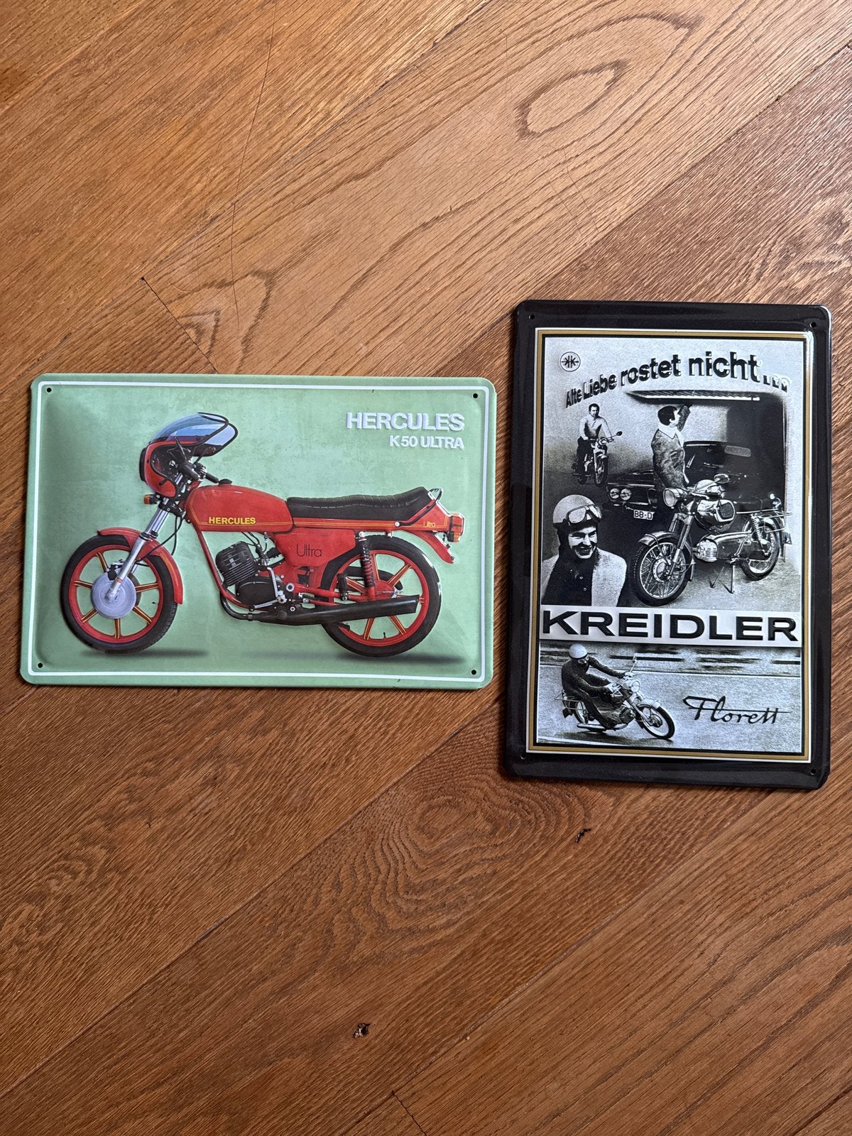 Vintage metalen reclameborden: Hercules & Kreidler, Ophalen of Verzenden, Zo goed als nieuw, Motoren
