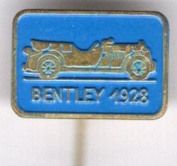 Bentley 1928 blauw op koper oldtimer auto speldje( A_151a ), Ophalen of Verzenden, Zo goed als nieuw, Transport, Speldje of Pin