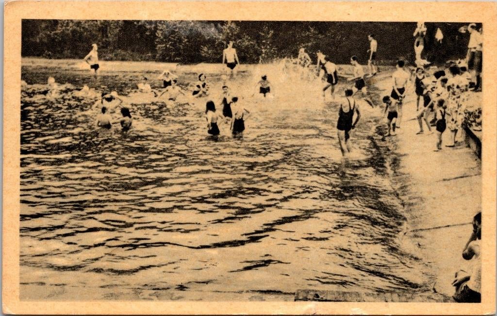 Lunteren - Het zwembad op de Scheleberg (1957), Verzenden, 1940 tot 1960, Gelopen, Gelderland