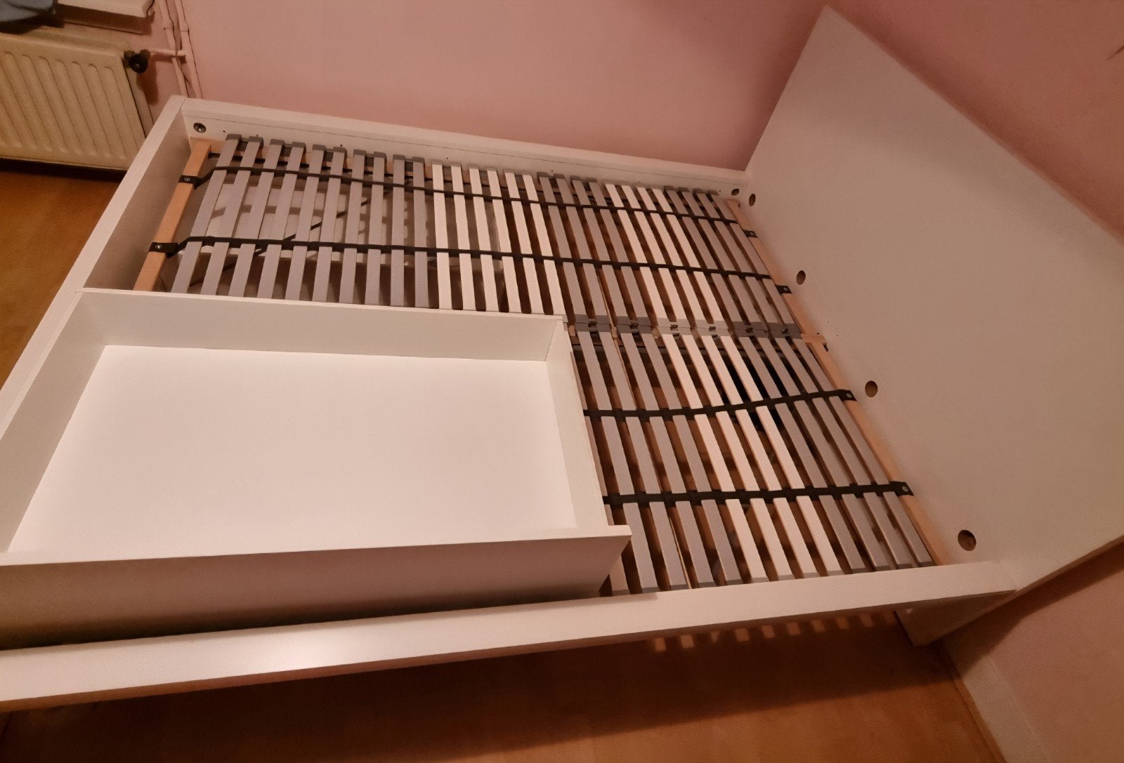 2 persoons ikea bed, Huis en Inrichting, Ophalen, Wit, Tweepersoons, Zo goed als nieuw