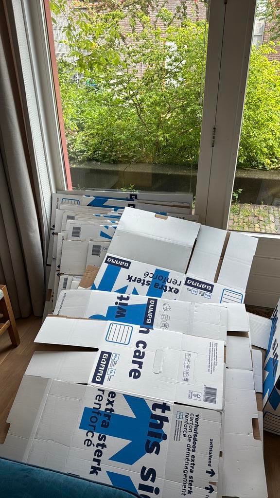 30 extra sterke GAMMA verhuisdozen – 1x gebruikt, Ophalen, Doos, Minder dan 50 cm, Zo goed als nieuw