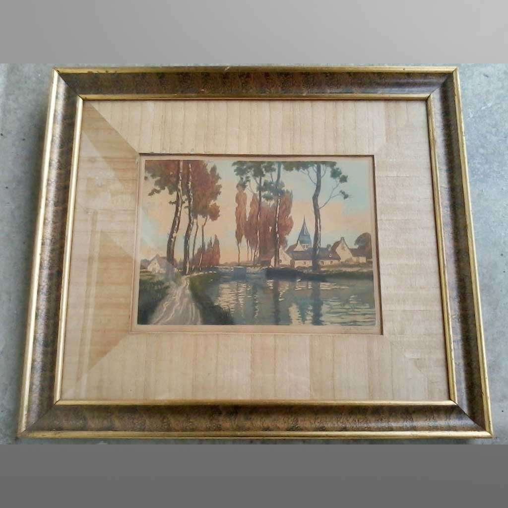 Ets(aquatint) of gravure 1938 door 'Leo Dare#' orig lijst b5, Ophalen of Verzenden