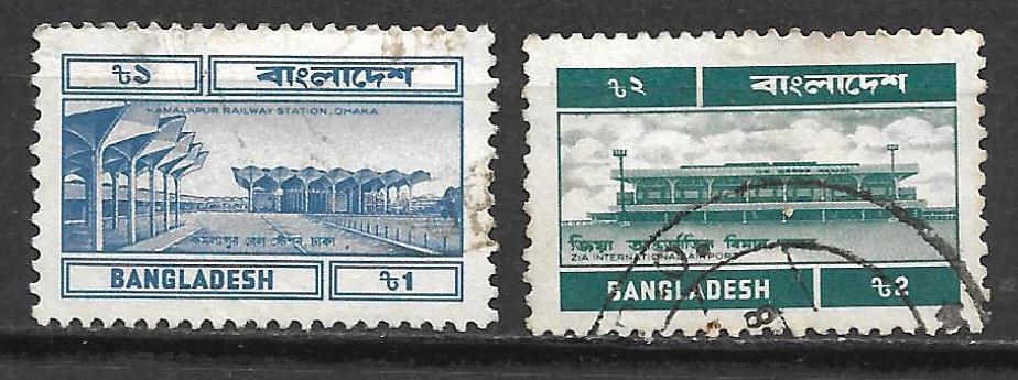 Bangladesh 1983 Kamalapur treinstation Zia vliegveld vervoer, Verzenden, Gestempeld, Zuid-Azië