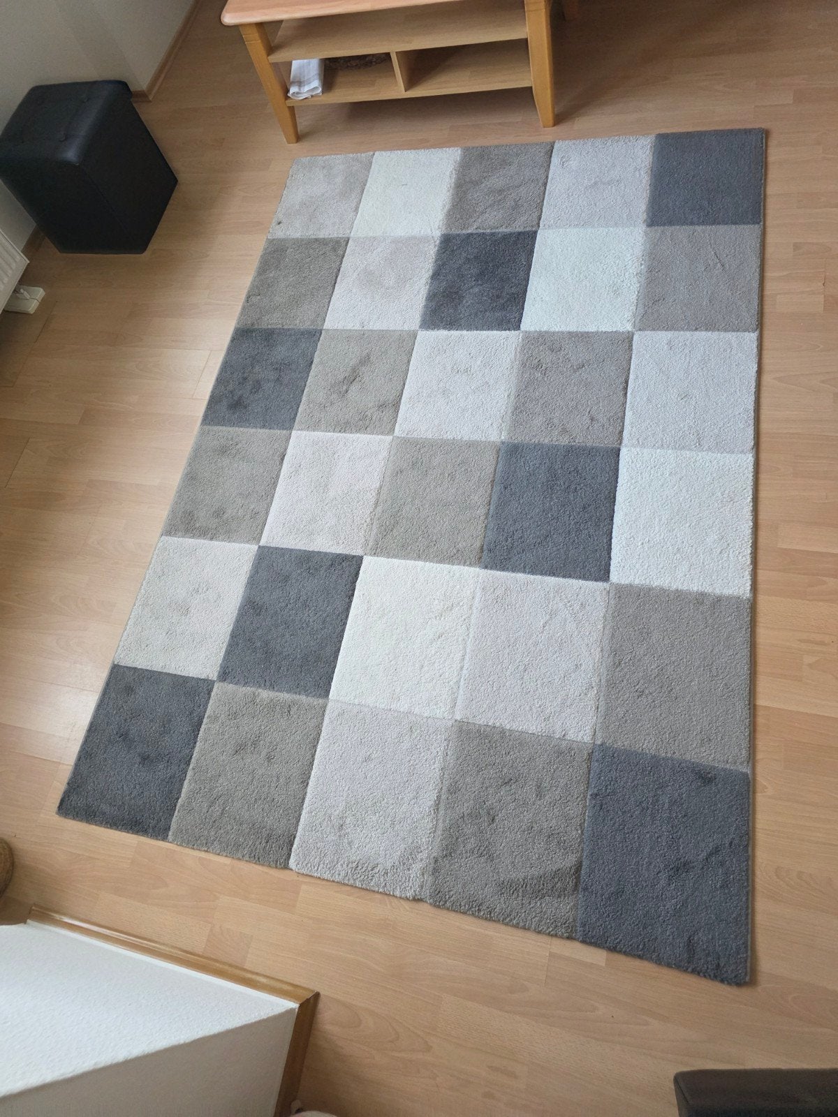 Modern Vloerkleed Grijs/Wit Geblokt - Carnaval Home, Gebruikt, 100 tot 150 cm, Ophalen of Verzenden, 150 tot 200 cm