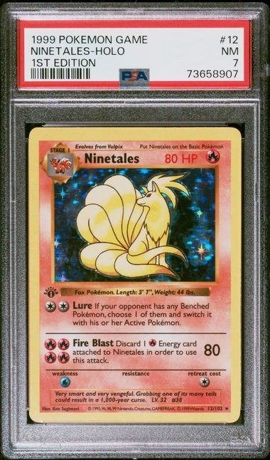12/102 base ninetales 1st psa 7, Ophalen of Verzenden, Zo goed als nieuw