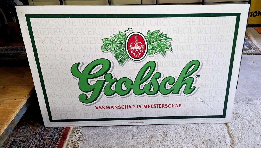 Grolsch Reclamebord - Vakmanschap is Meesterschap🍺, Verzamelen, Merken en Reclamevoorwerpen, Reclamebord, Gebruikt, ., Ophalen of Verzenden