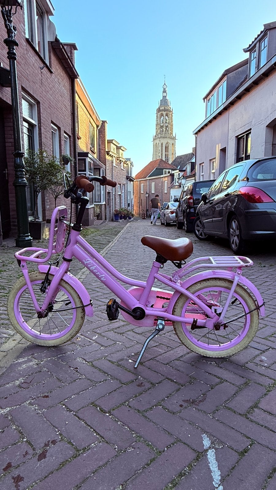 Roze kinderfiets Liberty Spirit 16 inch, Ophalen of Verzenden, Gebruikt, Terugtraprem, 16 tot 20 inch