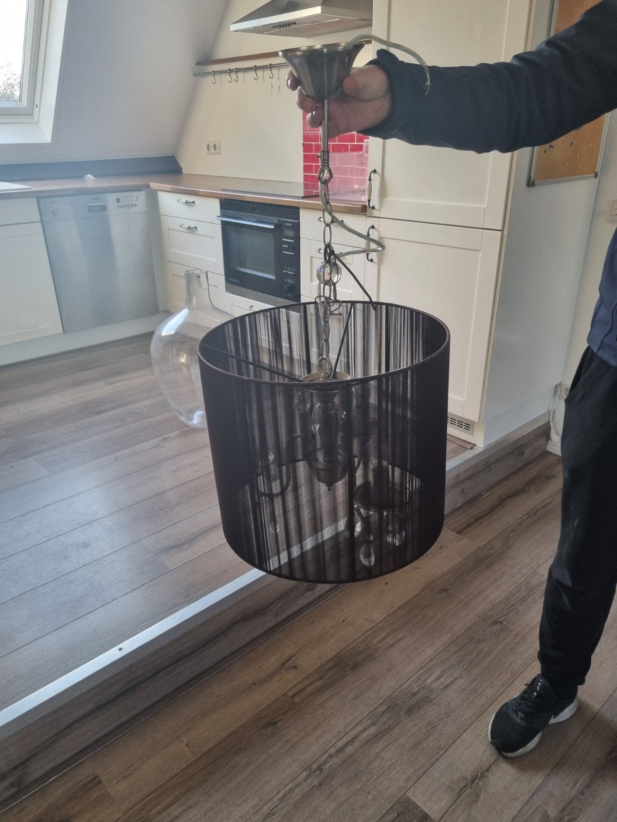 Bruine hanglamp Loods 5 - Sfeervol licht, Ophalen, Metaal, E27 (groot), Zo goed als nieuw
