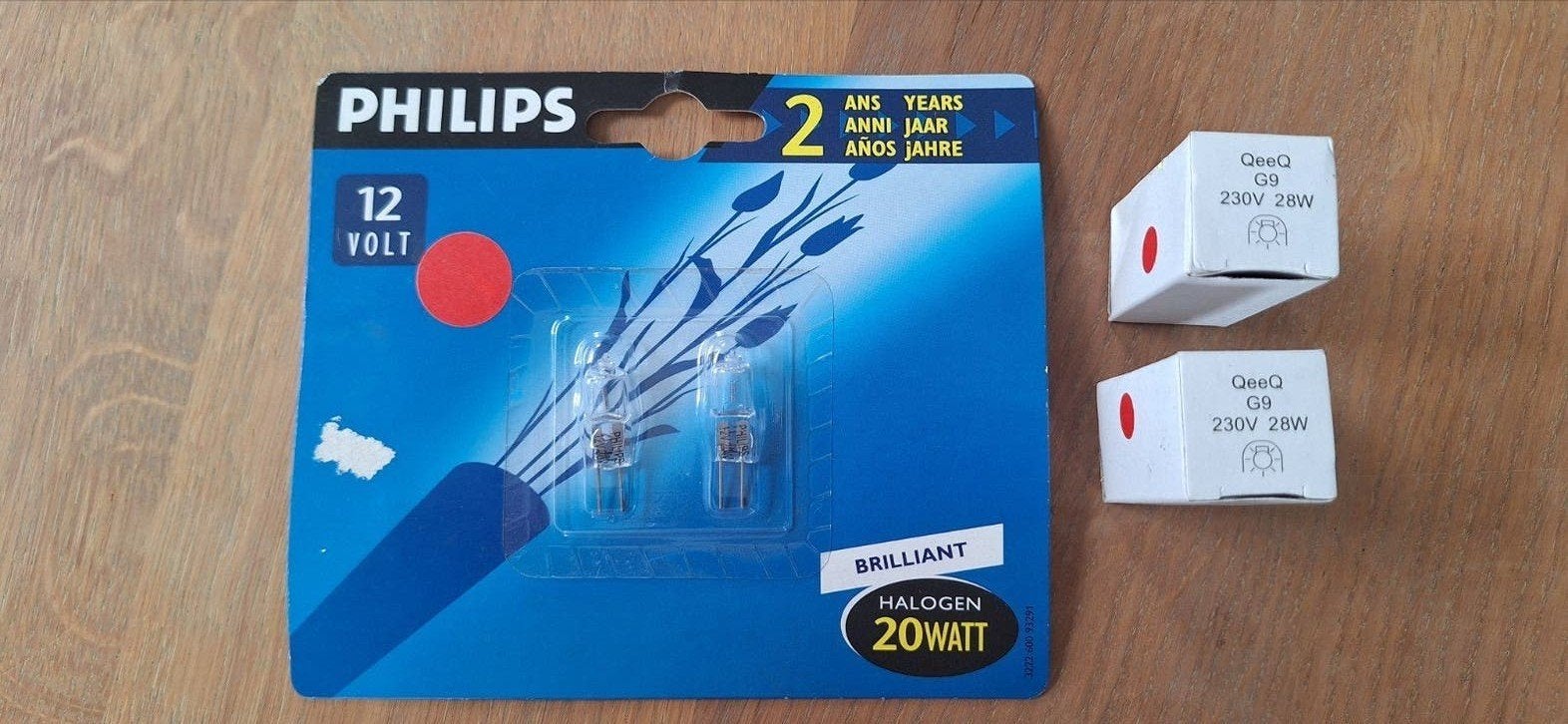 2 x Philips G4 lampje Brilliant Halogen en 2x G9, Ophalen of Verzenden