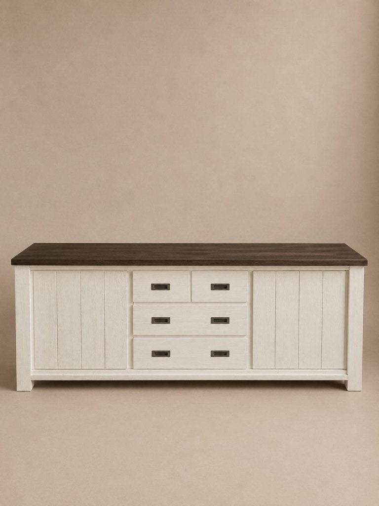 Henders & Hazel landelijk dressoir wit/bruin, Gebruikt, 100 tot 150 cm, 150 tot 200 cm, Ophalen of Verzenden