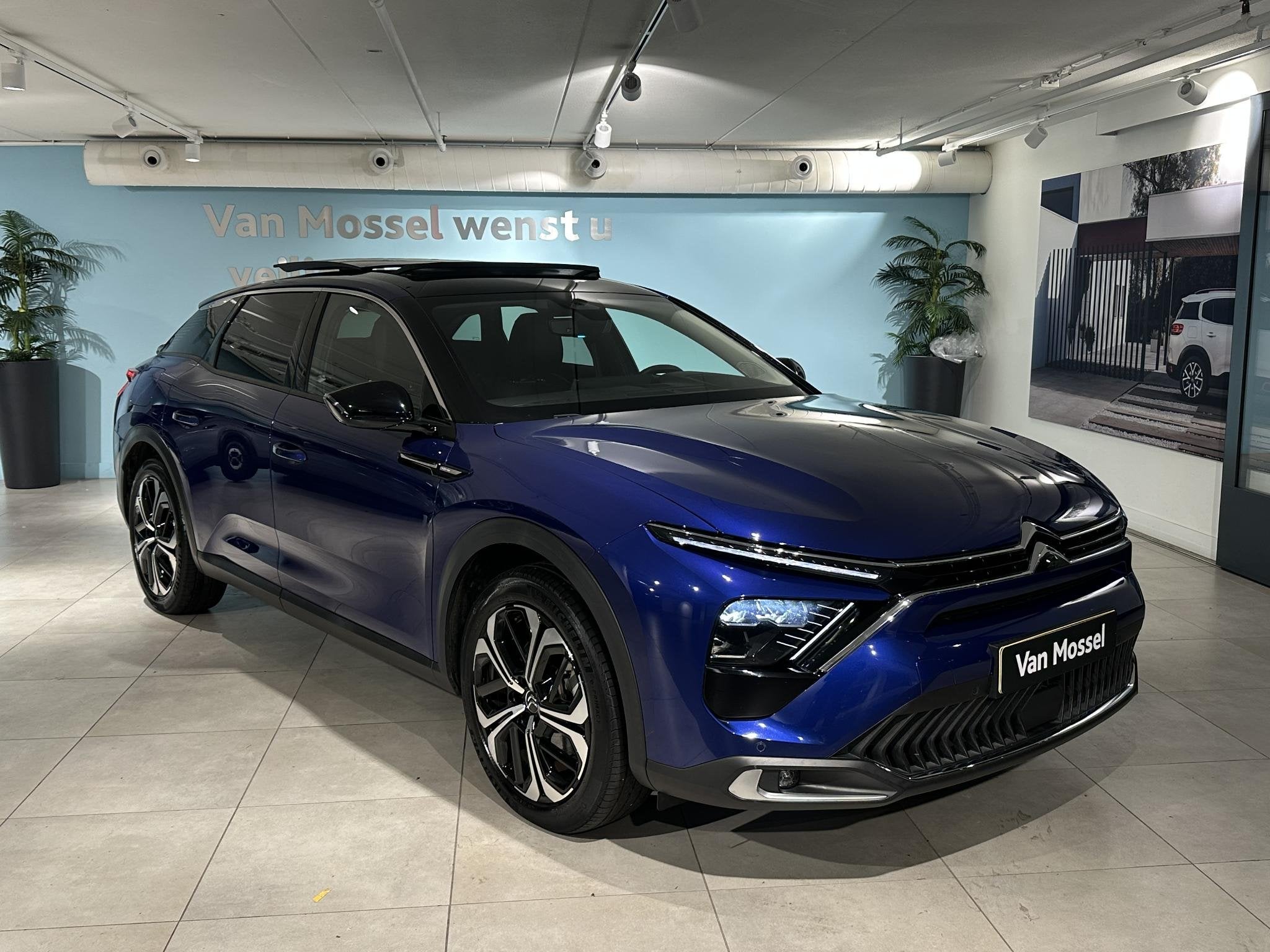 Citroen C5 X 1.6 Plug-in Hybrid 225 Shine | Panoramisch schu, Auto's, Gebruikt, Blauw, Hybride Elektrisch/Benzine, 13 kWh
