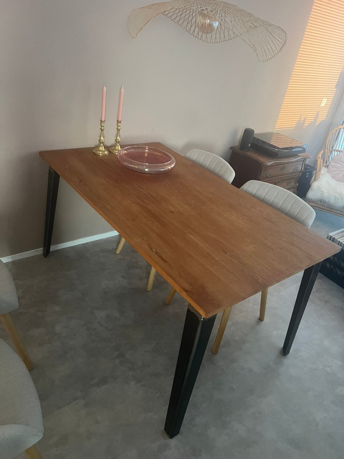 Eettafel met stalen poten, Ophalen, 200 cm of meer, 50 tot 100 cm, Zo goed als nieuw
