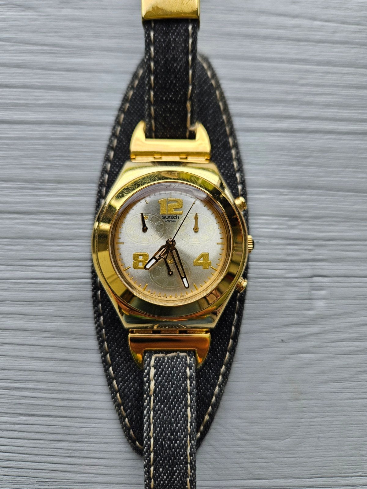 Swatch Irony "Black Jeans" YMG100, Overige materialen, Gebruikt, Polshorloge, Ophalen of Verzenden