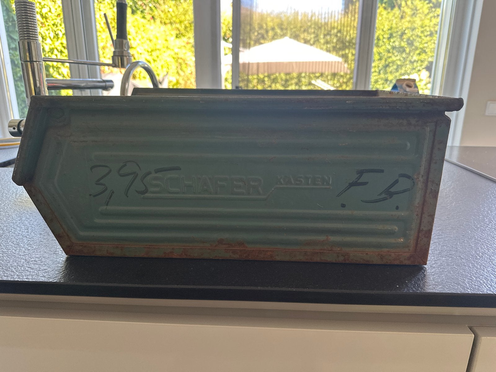 Vintage Schäfer Kasten metalen opbergbak, Antiek en Kunst, Ophalen