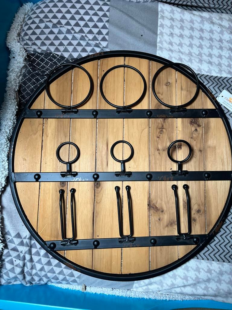 Wijnrek rond van Hout en Metaal, Huis en Inrichting, Woonaccessoires | Wijnrekken, Ophalen, 50 tot 75 cm, Zo goed als nieuw, Minder dan 5 flessen