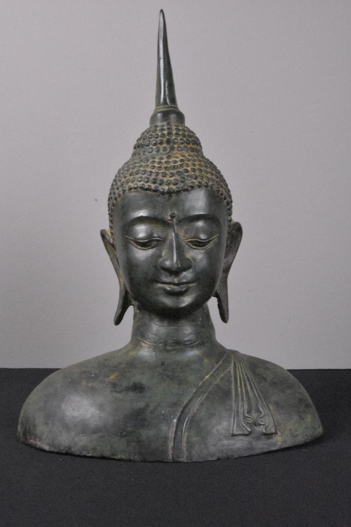 Prachtig groot brons beeld Boeddha buste - Thailand - 40 cm, Ophalen of Verzenden