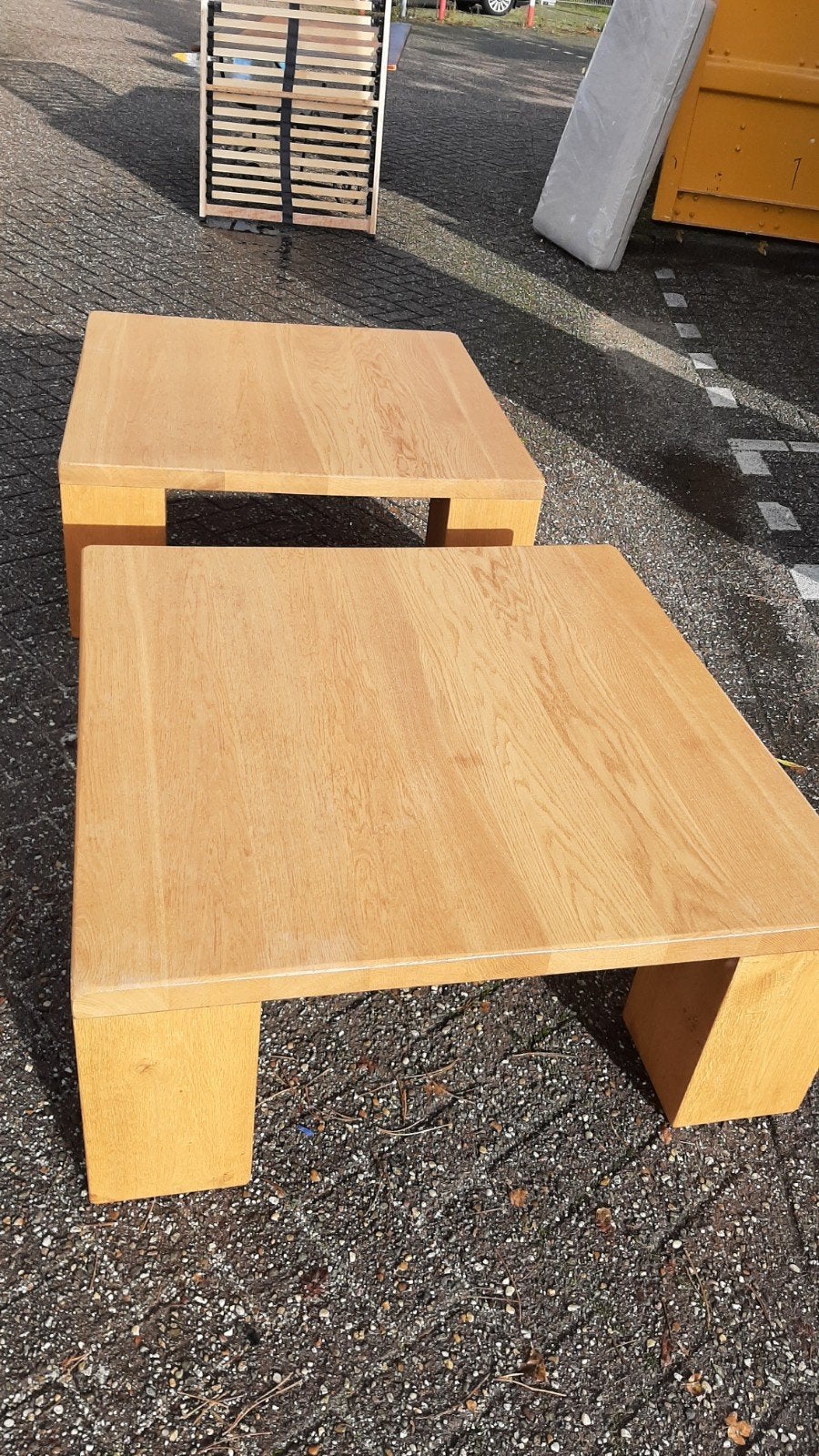 Massief houten bijzettafels 100x100 cm, Ophalen, Minder dan 45 cm, Vierkant, Zo goed als nieuw
