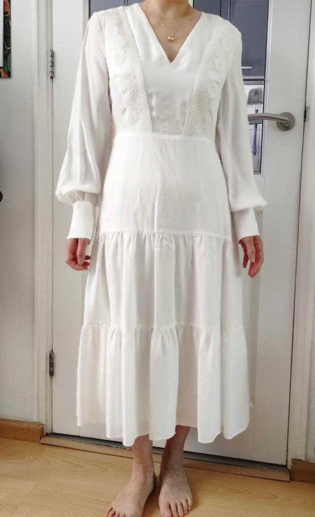 Ivy & Oak Midi Jurk Wit Kant Cupro Viscose Maat 36 tot 36/38, Ivy & Oak, Verzenden, Wit, Nieuw