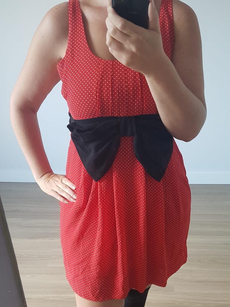 Jurk Rood Minnie leuk voor Disney met Oortjes 42, Verzenden, Maat 42/44 (L), Zo goed als nieuw, Knielengte