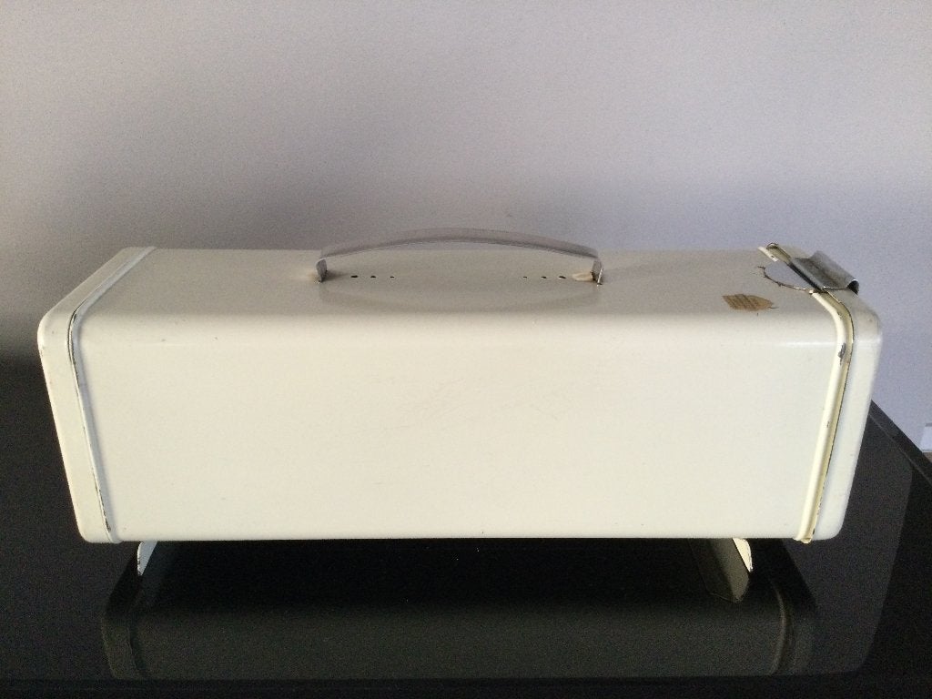 Vintage Brabantia peperkoek / ontbijtkoekblik – wit-beige., Ophalen of Verzenden, Huis en Inrichting
