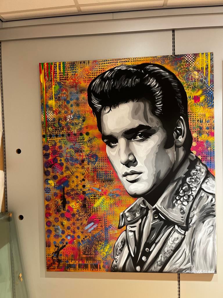 Groot Pop Art Schilderij Elvis Presley 150x120 cm, Ophalen