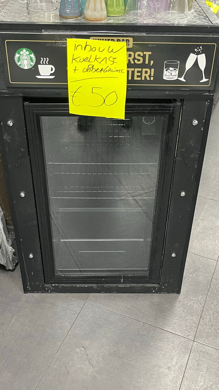 Inbouw koelkast met glazen deur - Perfect voor bar/kantoor, Ophalen of Verzenden, Minder dan 75 liter, Zonder vriesvak, Gebruikt
