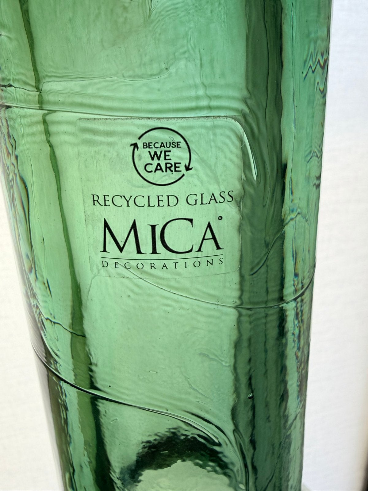 MICA grote groene vaas ( 75cm)gerecyclede glazen vazen, Ophalen, Gerecycled glas, Glas