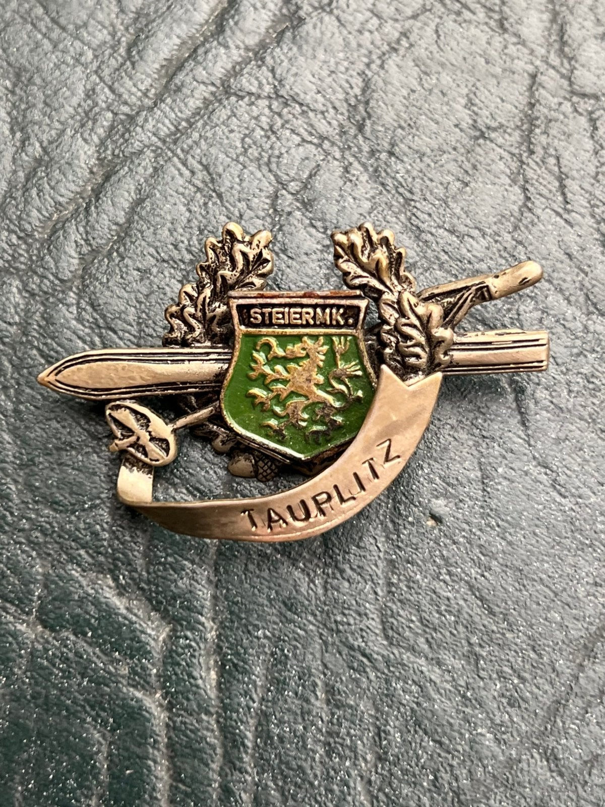 BROCHE TAUPLITZ WAPEN STIERMARKEN SKI SKISTOK LEEUW (A6), Verzamelen, Speldjes, Pins en Buttons, Ophalen of Verzenden, Gebruikt