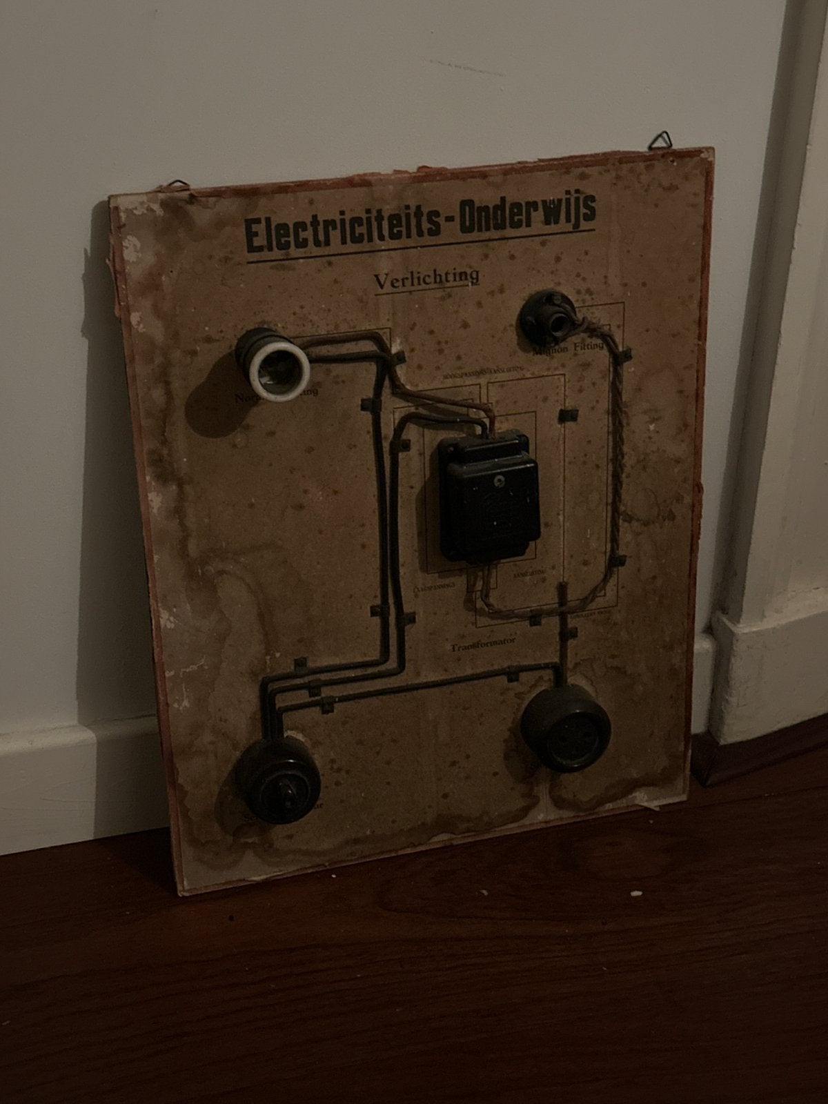 Vintage bord 'Electriciteits-Onderwijs' - Verlichting, Antiek en Kunst, Ophalen of Verzenden