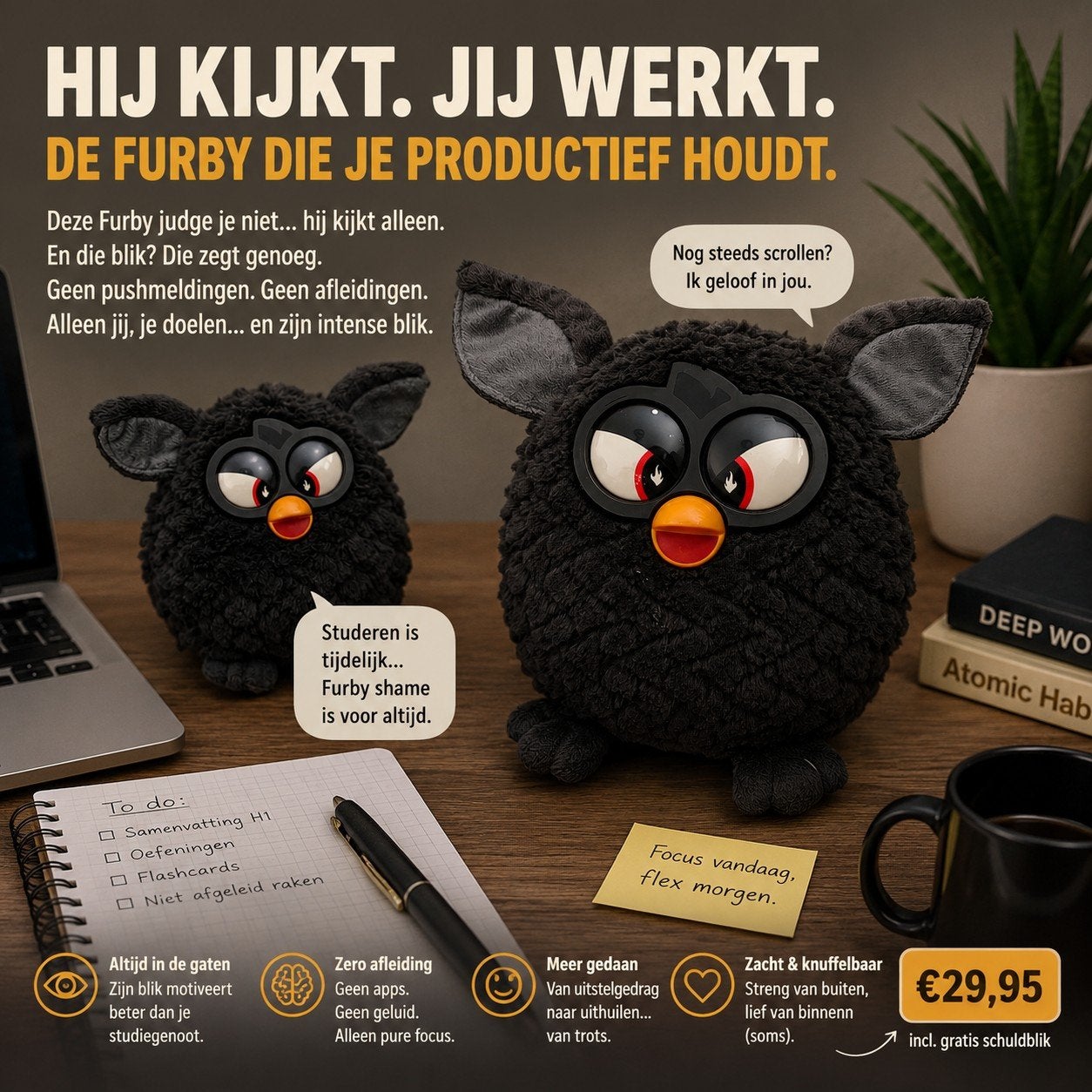 Furby knuffel - Zwart - Groot en Klein - Hasbro 2013, Overige merken, Overige karakters, Overige typen, Zwart