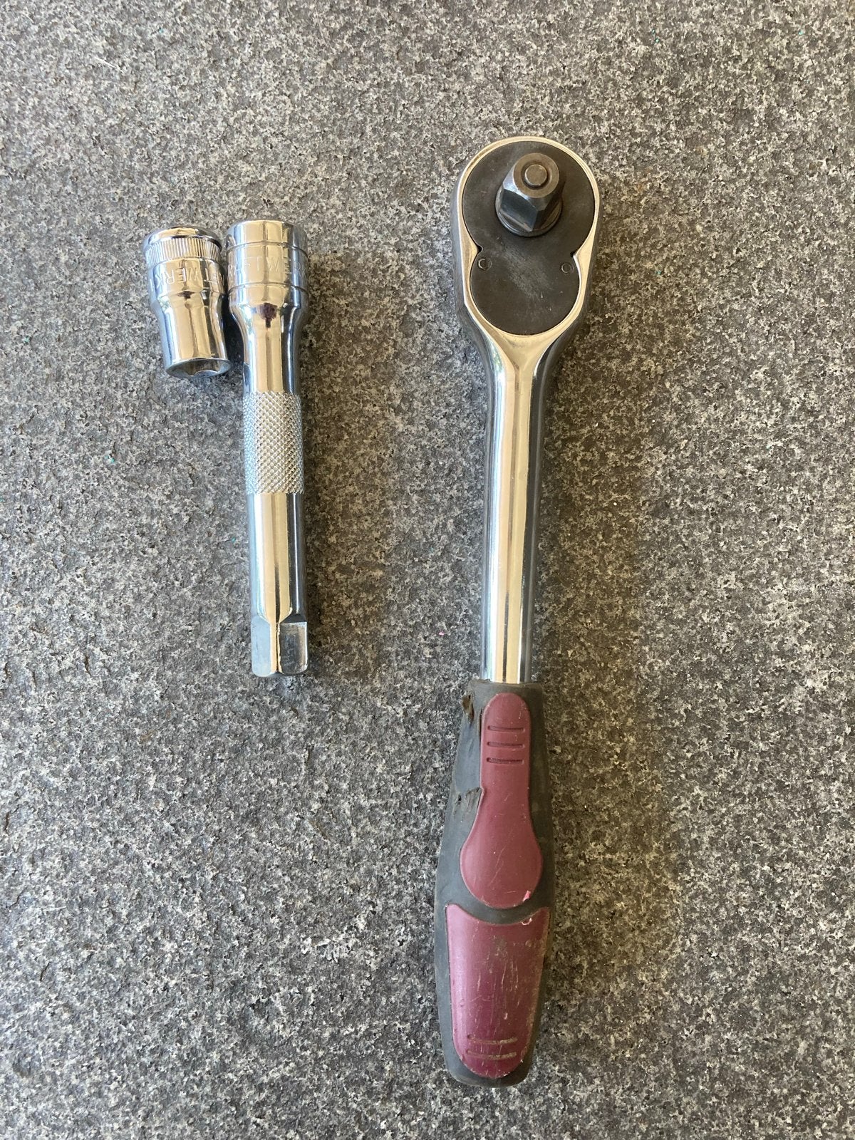 Kraftwerk Ratelsleutel 1/2 met dop 13 en verlengstuk, Ophalen of Verzenden, Gebruikt, Sleutel/ratel